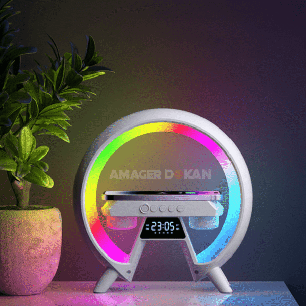 O Shape Bluetooth Multifunctional Led Wireless Charging Speaker and Clock